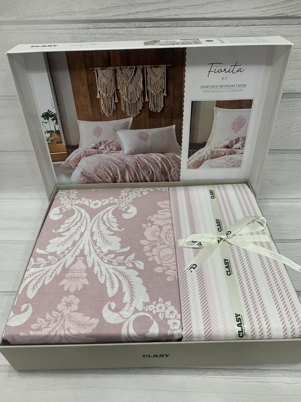 Постільна білизна ранфорс люкс євро розмір 200 на 220 см Clasy Fiorita, фото 1