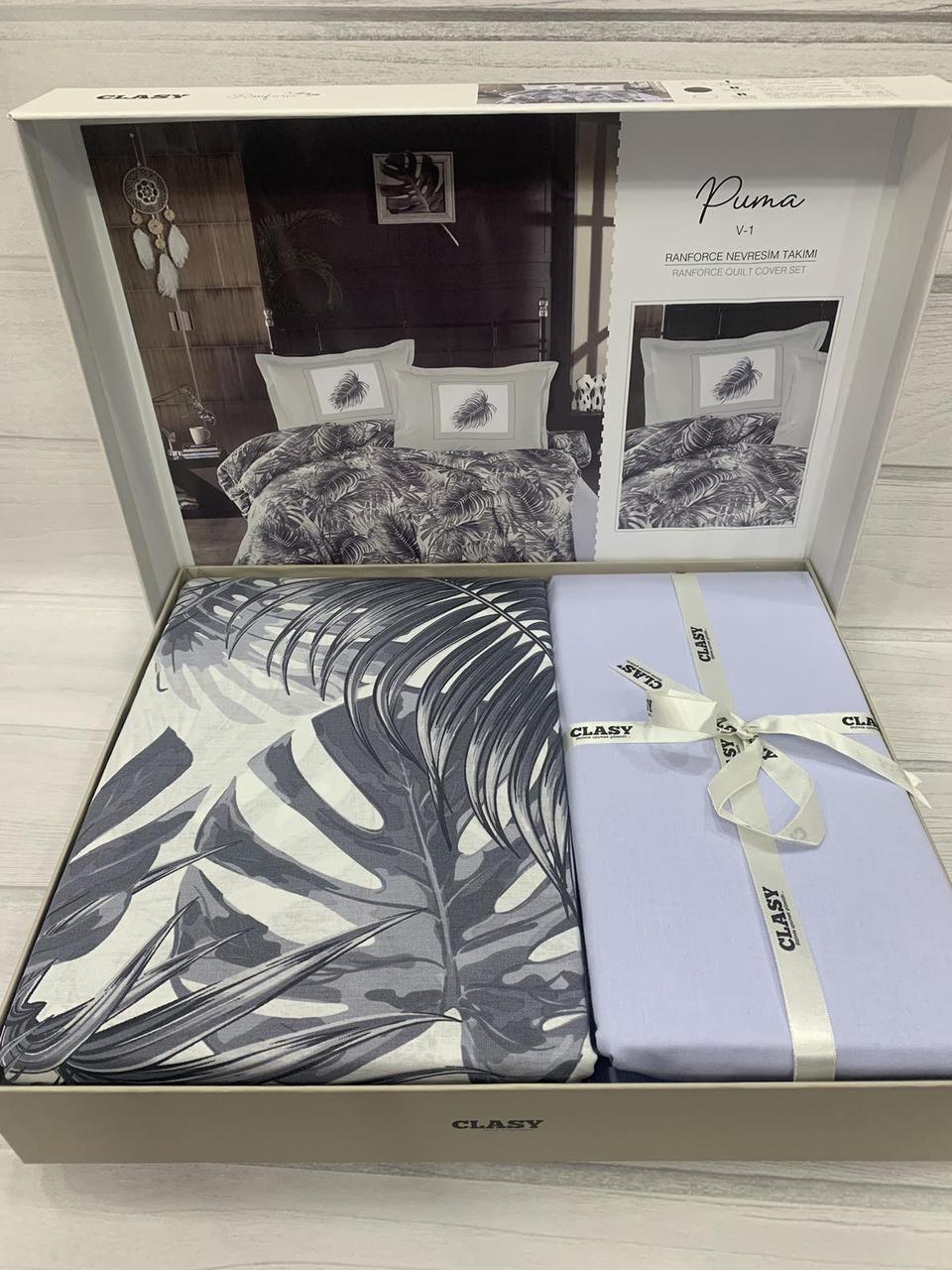 Постільна білизна ранфорс євро розмір Clasy Puma blue