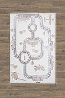 Килимок для дитячої кімнати прямокутний натуральний бавовняний 100 на 160 см C&W Kids Carpet Cars Bej