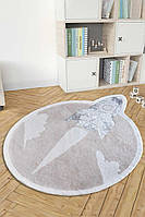 Килимок для дитячої кімнати круглий натуральний бавовняний 160 на 160 см C&W Kids Carpet Cars