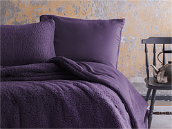 Ковдра покривало плюшеве двостороннє євро розмір 195*215 см з наволочками Apricitas фіолетова
