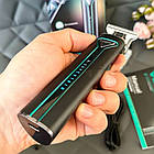 Машинка для стрижки волосся з USB, 4 насадки, VGR-009, Зелений / Акумуляторний тример для бороди / Чоловічий тример, фото 8