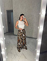 Молодежные стильные женские брюки свободного кроя botin brand (Україна) Армані шовк с принтом