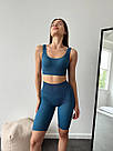 Жіночі сині шорти-велосипедки пуш-ап в рубчик, фото 2