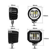 Світлодіодна LED фара 30w 3 лінзи квадратна 12-24 В, фото 5