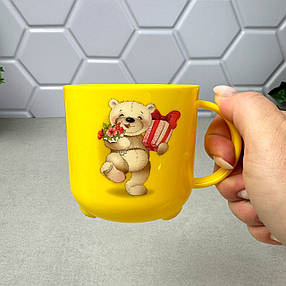 Дитяча пластикова чашка 370 мл Жовта з малюнком, фото 2