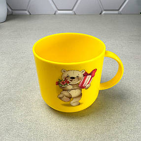 Дитяча пластикова чашка 370 мл Жовта з малюнком, фото 3