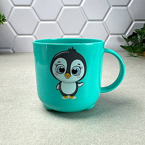 Дитяча пластикова чашка 370 мл М'ята з малюнком, фото 1