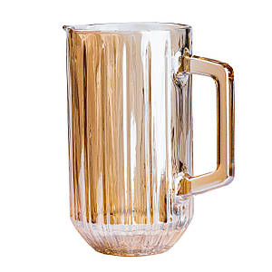 Скляний глечик для напоїв Lirmartur 1,2 л гранований з товстого скла прозорий янтарний
