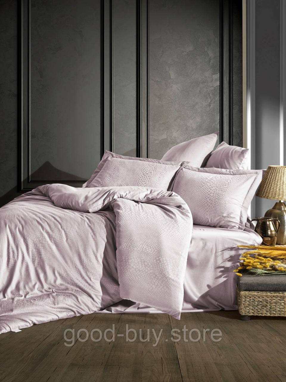 Постільна білизна Saheser Austin lilac євро 200х220 сатин-жакард