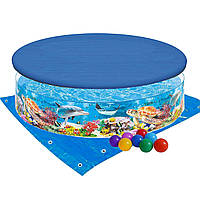Басейн дитячий каркасний Intex 58472-3 Океанський риф 244 х 46 см з кульками 10 шт тентом підстилкою