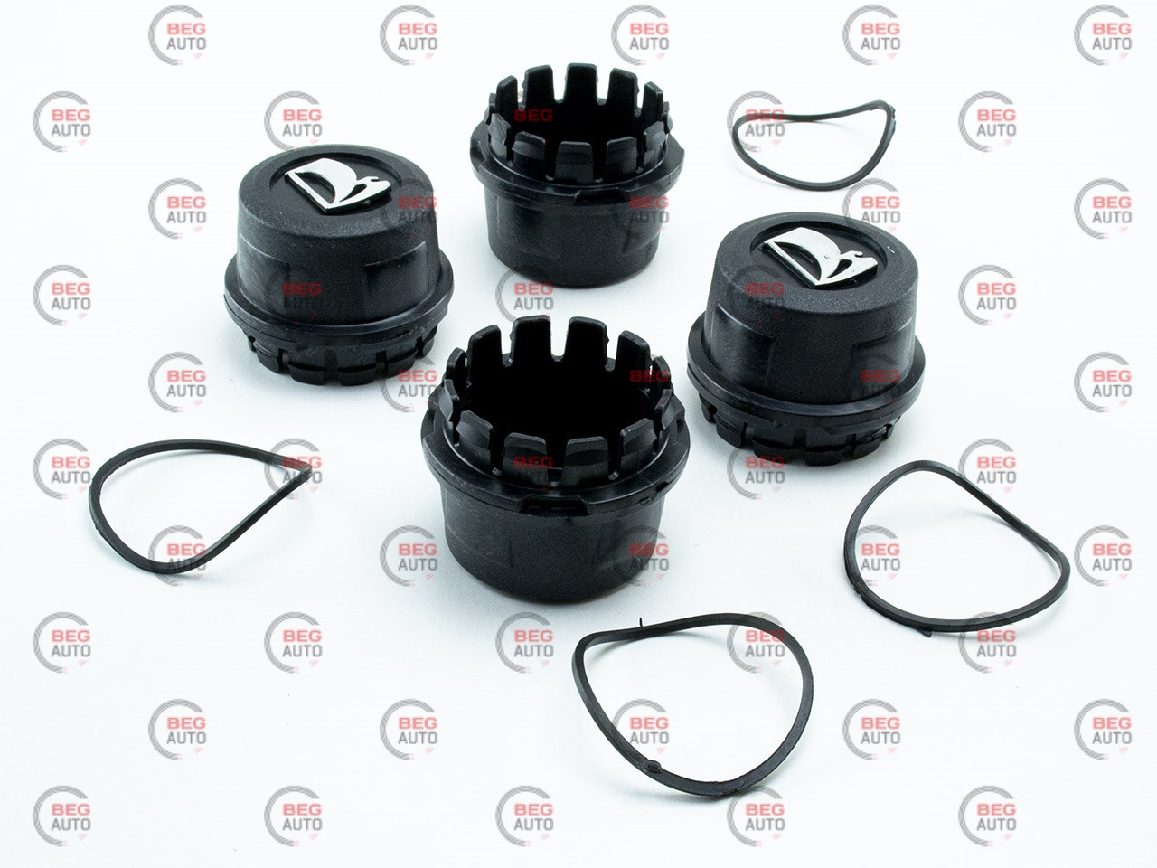 Ковпачок маточини ВАЗ 2108 з ущільн. кільцем та емблемою Bagis (к-т 4шт) чорний, хром лого (Bagis) (2108-3103065 C4)