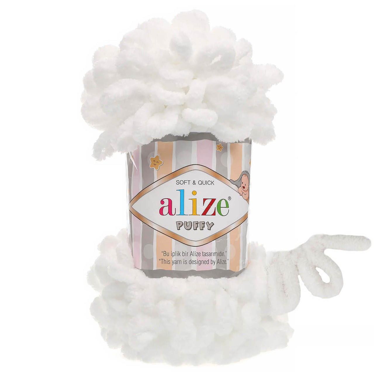 Пряжа Alize Puffy з петельками, 55 білий