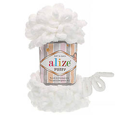 Пряжа Alize Puffy з петельками, 55 білий