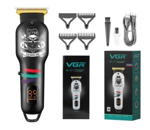 Машинка для стрижки волосся VGR V-699 black, Professional, 4 насадки, фото 1