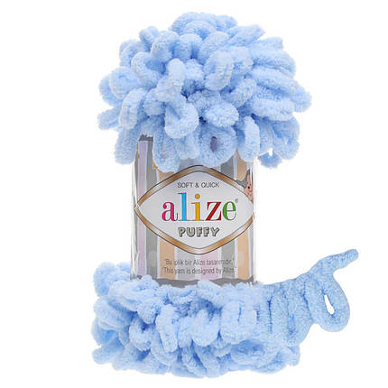 Пряжа Alize Puffy з петельками, 183 блакитний, фото 1