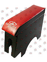 Підлокітник ВАЗ 2108-09 червоний з вишивкою maxi (шкірозамінник) (Автокомфорт) ()