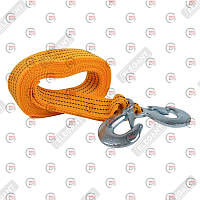 Трос буксирувальна стрічка 3 т х 4,0м х 47мм гачок/жовтий/блістер (Elegant) (101 810)