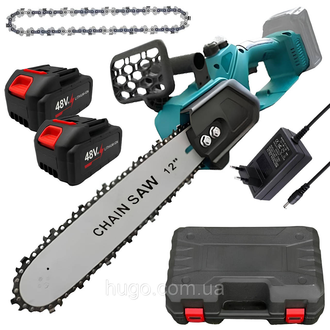 Аккумуляторная пила цепная 12" в кейсе + 2 аккумулятора 48В ...