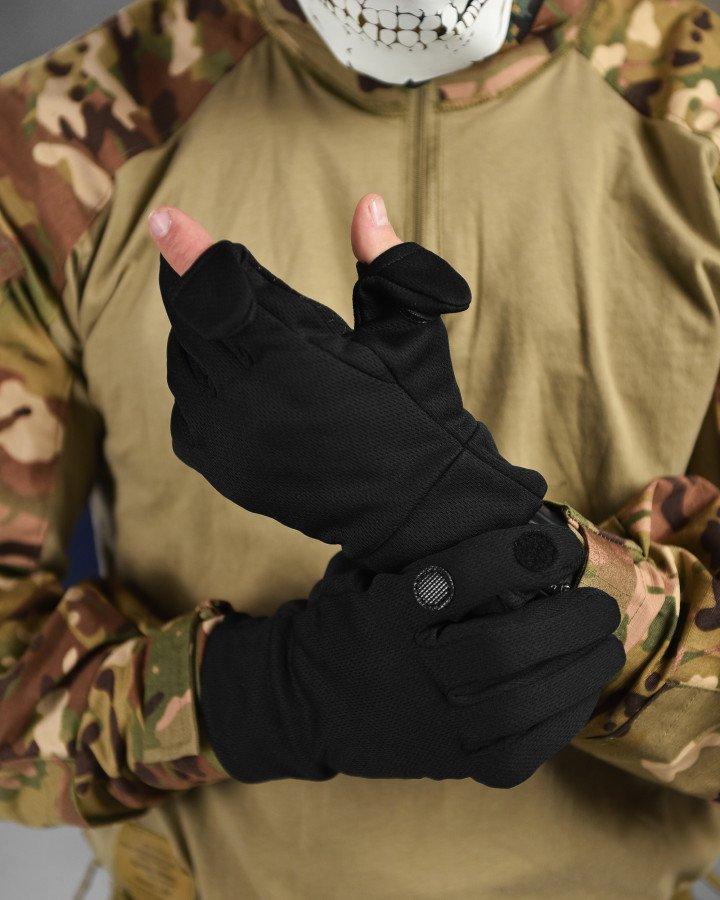Рукавички Patriot BH відкидні пальці, гумові накладки black ВТ6004