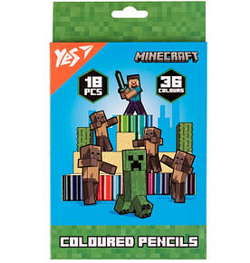 Олівці кольорові Yes  18 шт 36 кольорів Minecraft. Heroes Майнкрафт