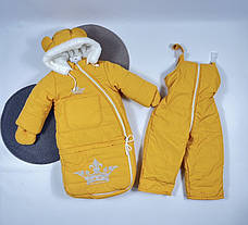 Зимовий теплий дитячий комбінезон-трансформер 3в1 на овчині: курточка конверт для ніг напівкомбінезон, фото 2