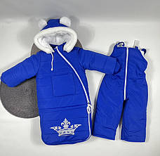 Зимовий теплий дитячий комбінезон-трансформер 3в1 на овчині: курточка конверт для ніг напівкомбінезон, фото 4