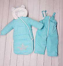 Зимовий теплий дитячий комбінезон-трансформер 3в1 на овчині: курточка конверт для ніг напівкомбінезон, фото 5