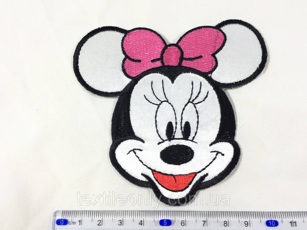 Нашивка Мінні Маус рожевий бант 105х96 мм