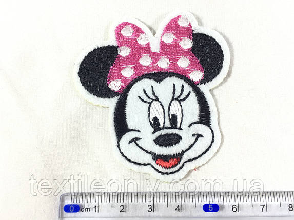 Нашивка Мінні Маус рожевий бант 62х67 мм, фото 1