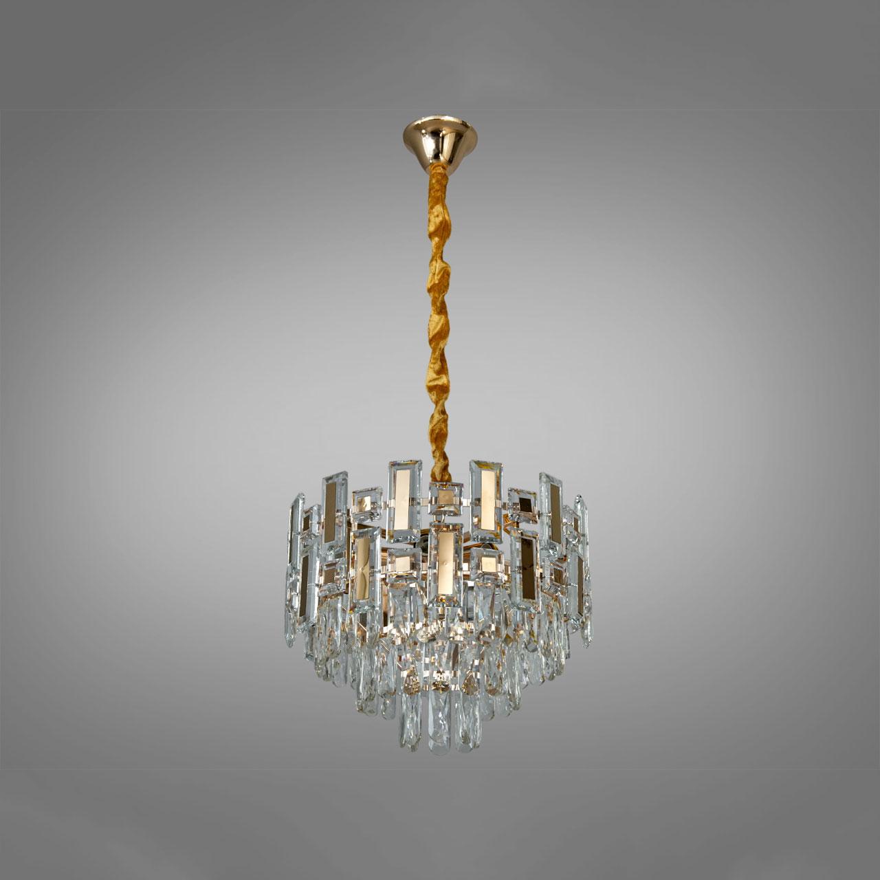 Сучасна кришталева люстра на 7 ламп Е14 колір каркасу золотий D-3129/400SGD, фото 1