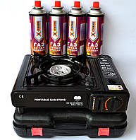 Портативна газова плита + 4 газові балони по 220г