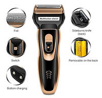 Чоловічий набір Geemy GM-595 3в1 для догляду за волоссям, бородою, триммер для носа, бритва, 3 насадки, фото 6