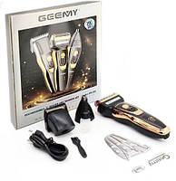 Чоловічий набір Geemy GM-595 3в1 для догляду за волоссям, бородою, триммер для носа, бритва, 3 насадки, фото 2