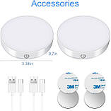 Світильник Ferswe Dimmable Touch Lights, світлодіодні нічні вогні з великою батареєю 1000 мАч, що перезаряджаються, Stick on Light, фото 3