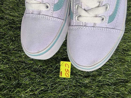 СКИДКА 36 р Кеды БЕЛЫЕ с голубой полосой Vans Old Skool WHITE / Light Blue кроссовки 2024 унисекс, фото 5