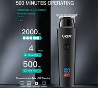 Тример для стрижки волосся VGR V-937 Professional, 3 насадки, STRONG BATTERY, LED Display, фото 2