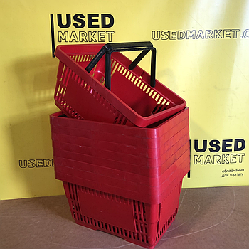 Кошик покупця пластиковий, вживаний, на 22 літри, колір: червоний. Польща