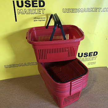 Кошик покупця пластиковий, вживаный, на 22 літри, колір: червоний Польща, заокруглена форма