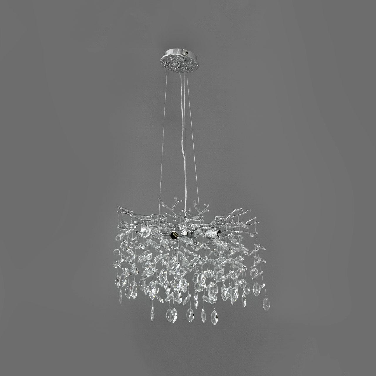 Сучасна кришталева люстра Гліцинія на 6 ламп G9 колір каркасу хром D-719-460CH, фото 1