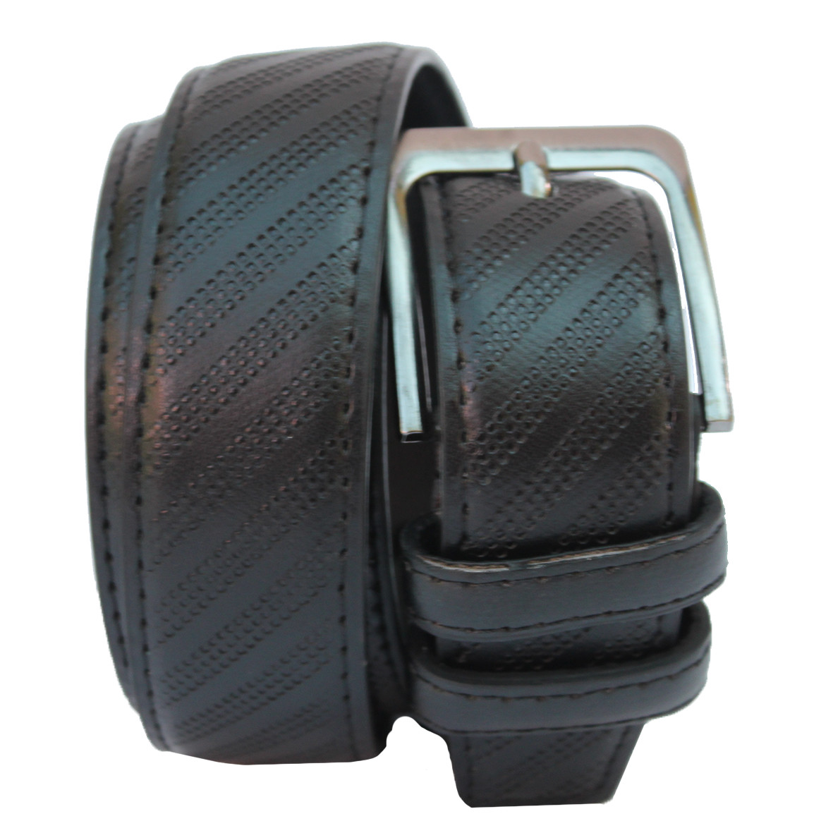 Ремінь чоловічий брючний чорний зі шкірозамінника, 35 мм. Арт.:RMZ0011-35