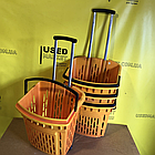 Кошик покупця пластиковий, вживаный, на колесчатах та телескопічною ручкою, Польща, фото 3