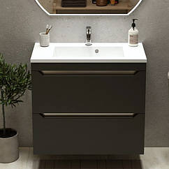 Сіра підвісна тумба для ванної 80 см з раковиною SMITH Fancy Marble Josefine Slim 800C