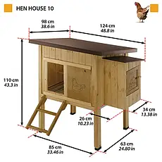 Дерев'яний будиночок для курей 6 курей HEN HOUSE 30 162 x 100 x h 110 cm, фото 3