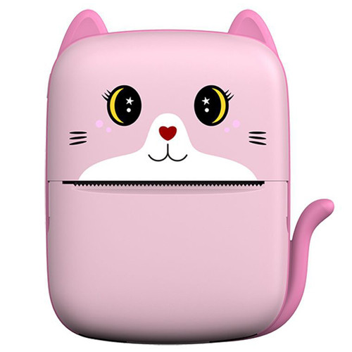 Дитячий термопринтер A8 Cat printer pink bluetooth ЗУ Type-C