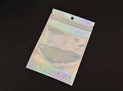 Європакети Струна з ZIP-замком і підвісом 10х15см 100шт/уп. срібло-прозорі / Європакети Струна з ZIP-замком і підвісом 10х15см