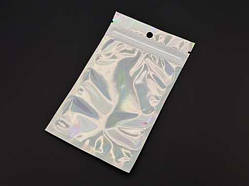 Європакети з ZIP-замком і підвісом Струна 8х13 см. 100шт/уп. срібно-прозор / Європакети з ZIP-замком і підвісом Струна 8х13 см.