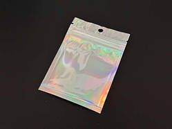 Європакети з ZIP-замком і підвісом Поліпропіленові 7х10 см. . срібно-прозорі / Європакети з ZIP-замком і підвісом Поліпропіленові