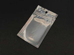 Зіп-Лок пакет із ZIP-замком і підвісом Поліпропіленовий 6х10 см. 100шт/уп. срібно-прозорі / Зіп-Лок пакет із ZIP-замком і підвісом