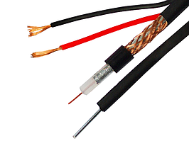 Кабель для систем відеоспостереження EUROSAT RG-59 комбінований з тросом 1 м чорний